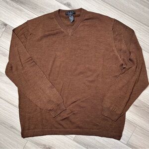Men’s Brown V-Neck Lightweight Sweater Made in Italy